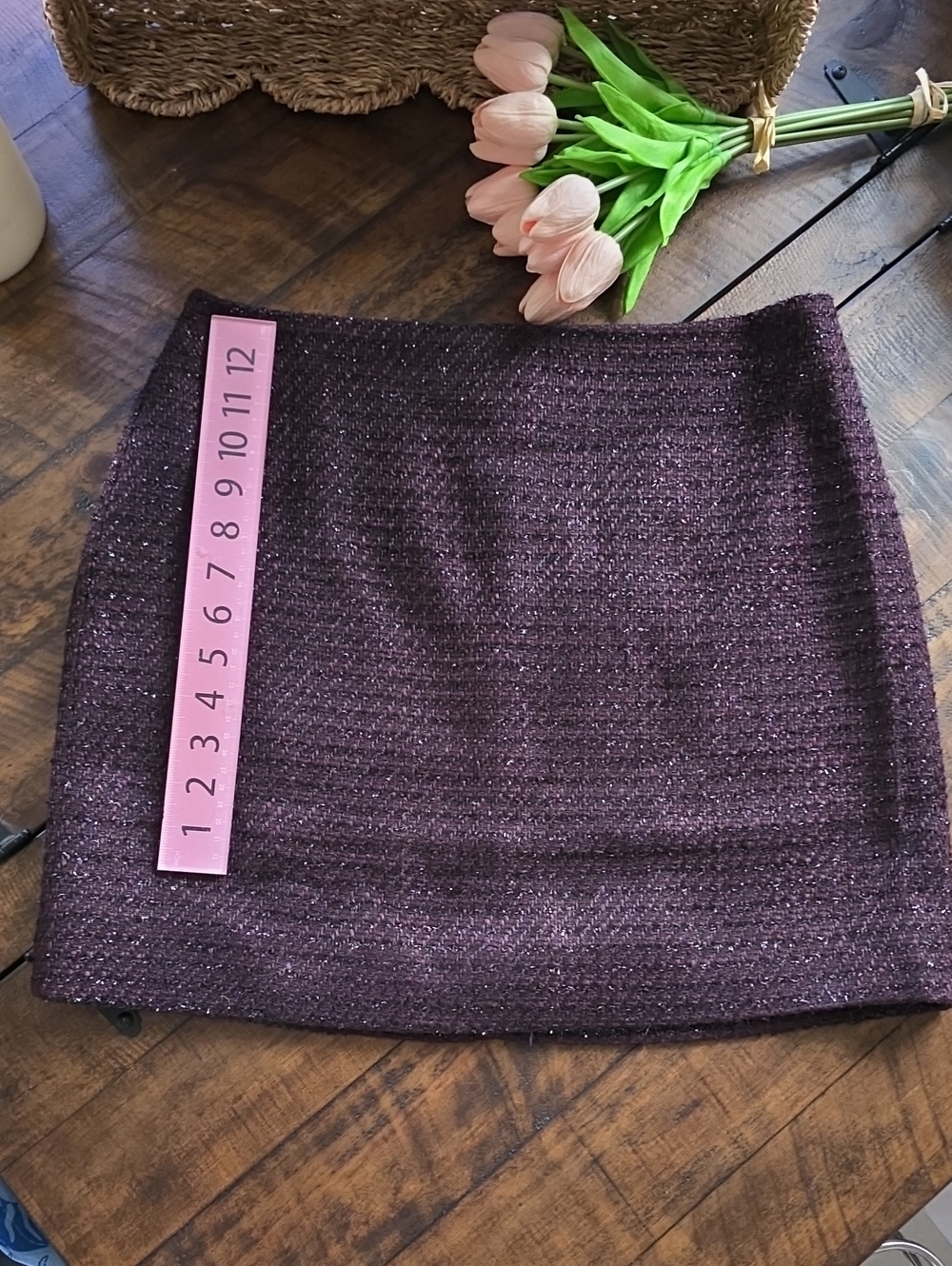 Calvin Klein Metallic Plum Knit Mini Skirt